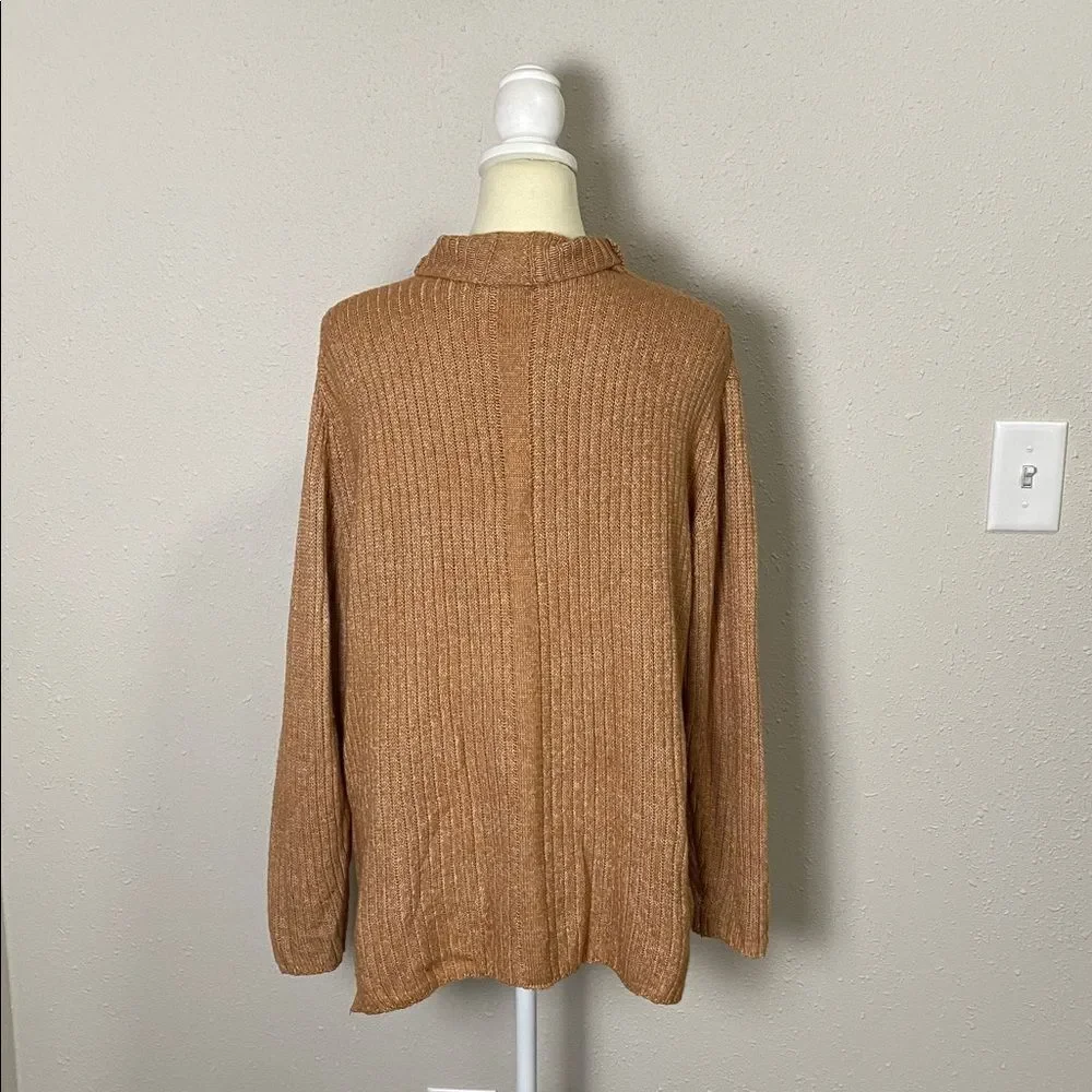 Elizabeth & James Camel Brown Ribbed Knit Turtleneck Sweater Women's Size M